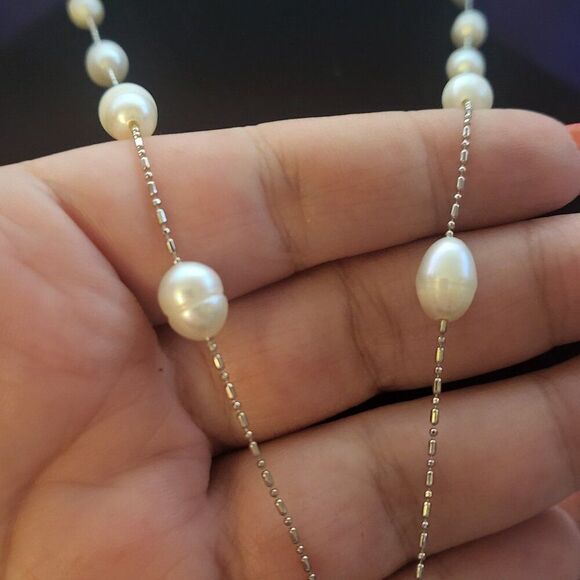Large Keshi Pearl & Baroque Fresh Water Pearl Necklace & Earrings - Picture 4 of 11